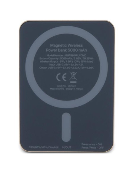 Guess MagSafe Metal Script Logo indukcinis maitinimo blokas 15W 5000mAh - auksinis