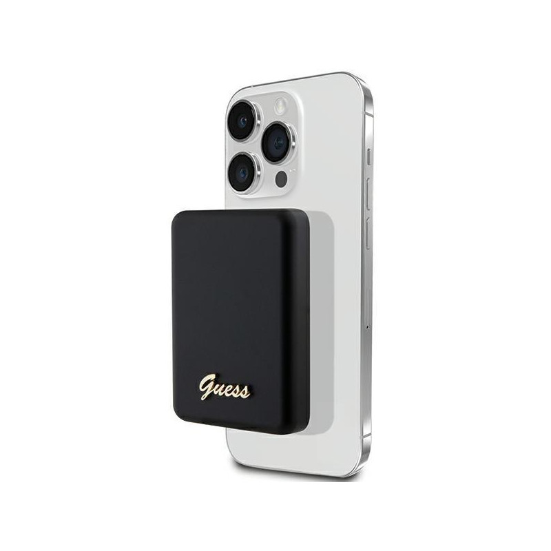 Guess MagSafe Metal Script Logo indukcinis maitinimo blokas 15W 5000mAh - juodas