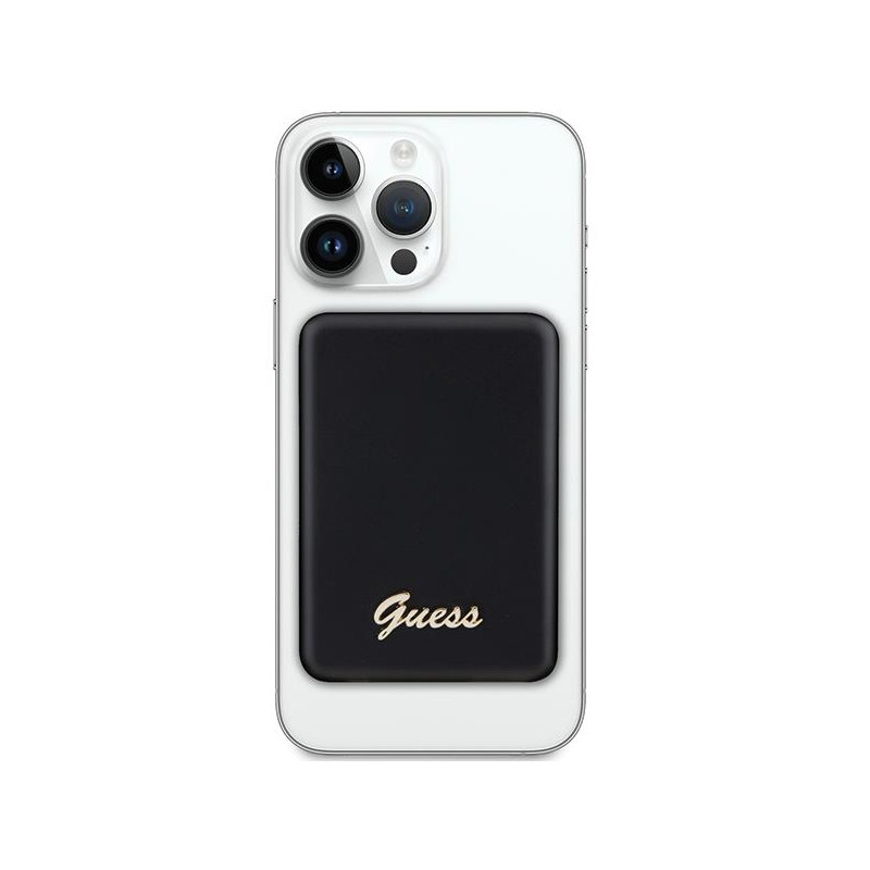 Guess MagSafe Metal Script Logo indukcinis maitinimo blokas 15W 5000mAh - juodas