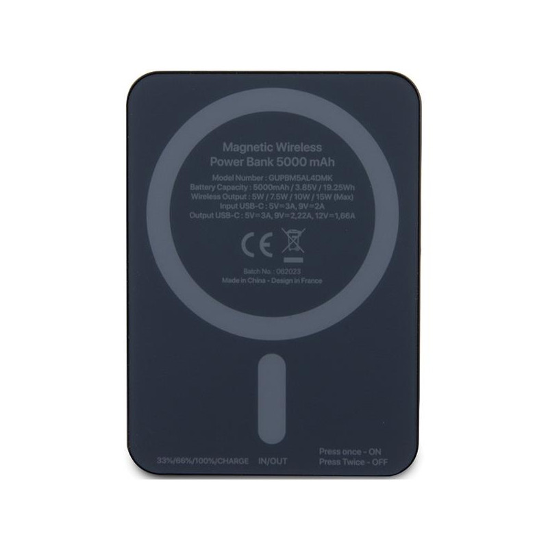 Guess MagSafe Metal Script Logo indukcinis maitinimo blokas 15W 5000mAh - juodas