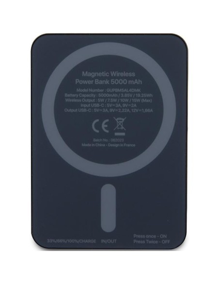 Guess MagSafe Metal Script Logo indukcinis maitinimo blokas 15W 5000mAh - juodas Guess MagSafe Metal Script Logo indukcinis maitinimo blokas 15W 5000mAh - juodas