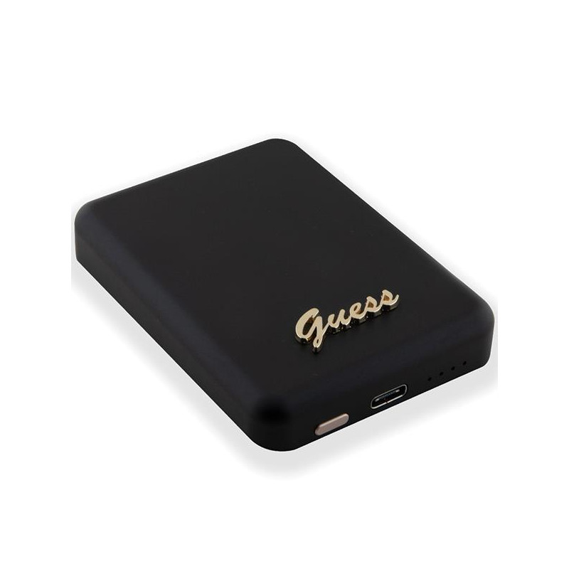 Guess MagSafe Metal Script Logo indukcinis maitinimo blokas 15W 5000mAh - juodas