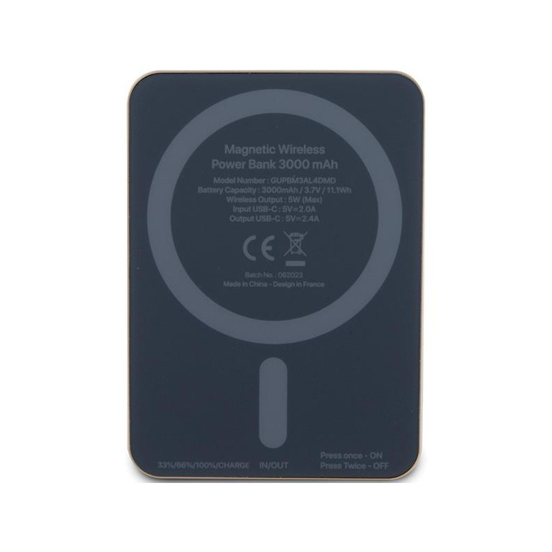 Guess MagSafe 4G Strassed Metal Logo indukcinis maitinimo blokas 5W 3000mAh - auksinis