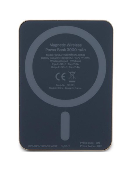 Guess MagSafe 4G Strassed Metal Logo indukcinis maitinimo blokas 5W 3000mAh - auksinis