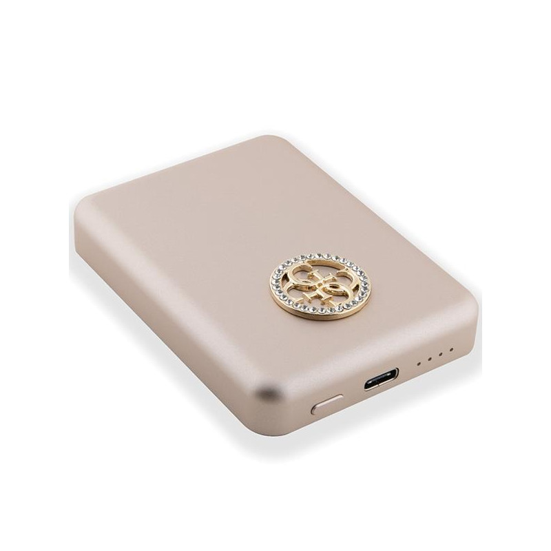 Guess MagSafe 4G Strassed Metal Logo indukcinis maitinimo blokas 5W 3000mAh - auksinis