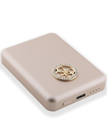 Guess MagSafe 4G Strassed Metal Logo indukcinis maitinimo blokas 5W 3000mAh - auksinis