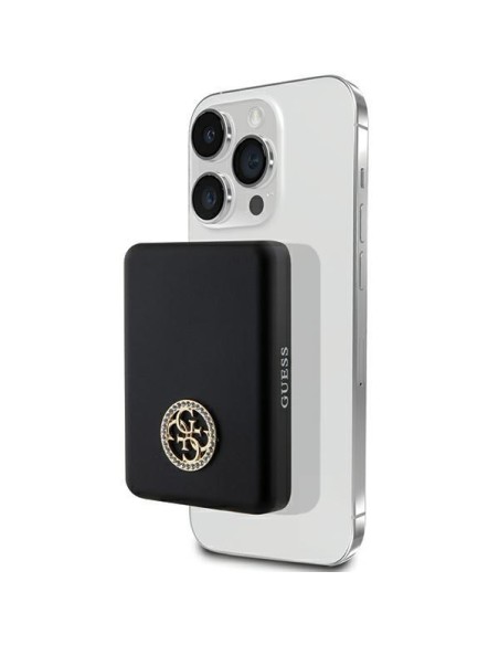 Guess MagSafe 4G Strassed Metal Logo indukcinis maitinimo blokas 5W 3000mAh - juodas