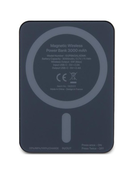 Guess MagSafe 4G Strassed Metal Logo indukcinis maitinimo blokas 5W 3000mAh - juodas