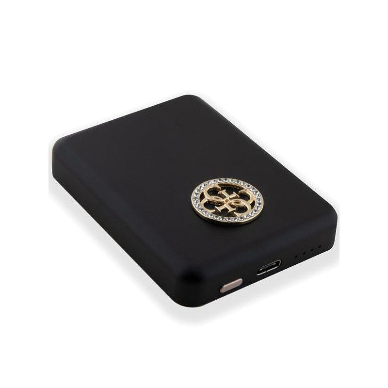 Guess MagSafe 4G Strassed Metal Logo indukcinis maitinimo blokas 5W 3000mAh - juodas