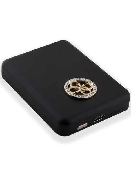 Guess MagSafe 4G Strassed Metal Logo indukcinis maitinimo blokas 5W 3000mAh - juodas