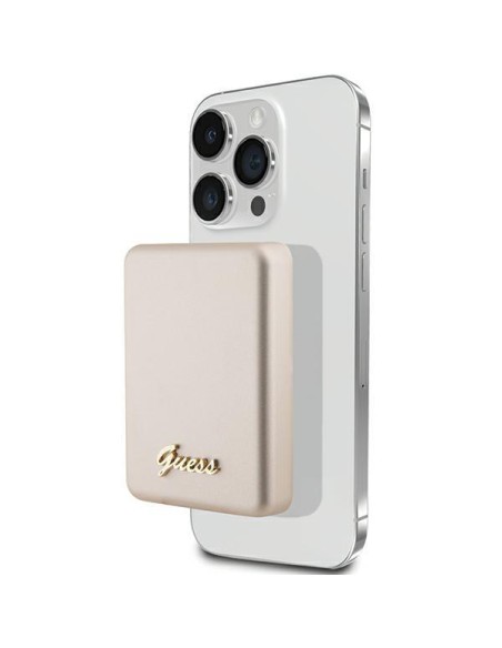 Guess MagSafe Metal Script Logo indukcinis maitinimo blokas 5W 3000mAh - auksinis