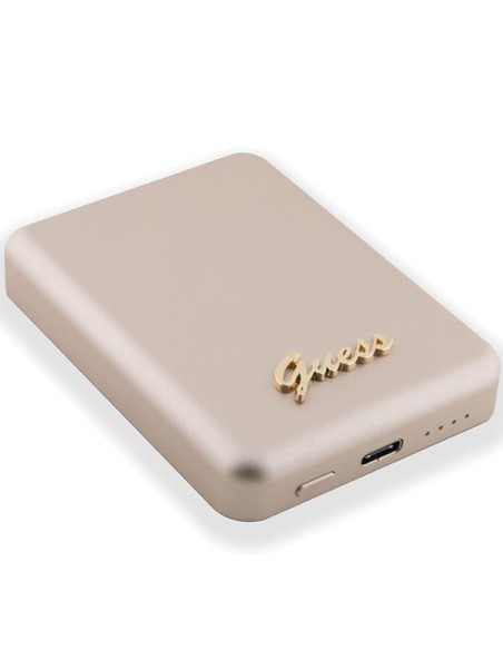 Guess MagSafe Metal Script Logo indukcinis maitinimo blokas 5W 3000mAh - auksinis