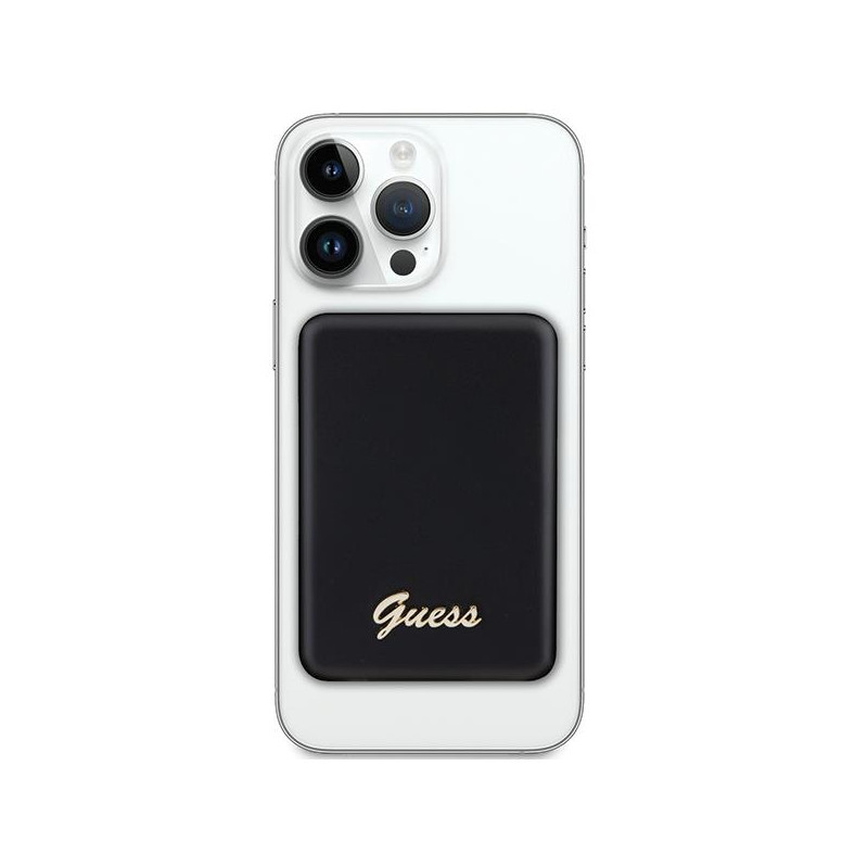 Guess MagSafe Metal Script Logo indukcinis maitinimo blokas 5W 3000mAh - juodas