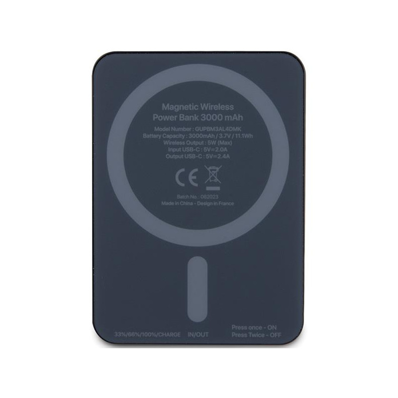 Guess MagSafe Metal Script Logo indukcinis maitinimo blokas 5W 3000mAh - juodas
