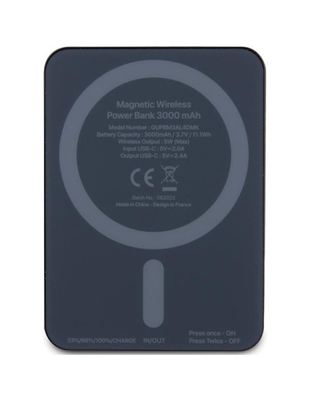 Guess MagSafe Metal Script Logo indukcinis maitinimo blokas 5W 3000mAh - juodas Guess MagSafe Metal Script Logo indukcinis maitinimo blokas 5W 3000mAh - juodas