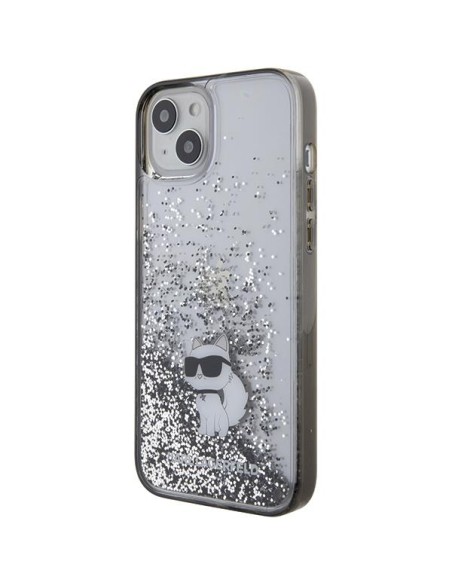 Karl Lagerfeld Liquid Glitter Choupette dėklas iPhone 15 Plus - skaidrus Karl Lagerfeld Liquid Glitter Choupette dėklas iPhone 15 Plus - skaidrus