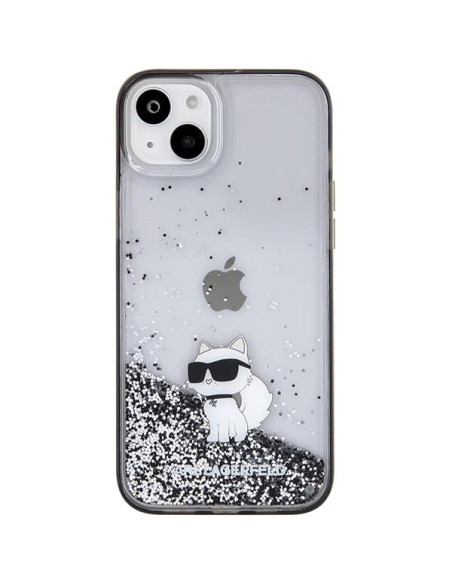 Karl Lagerfeld Liquid Glitter Choupette dėklas iPhone 15 Plus - skaidrus Karl Lagerfeld Liquid Glitter Choupette dėklas iPhone 15 Plus - skaidrus