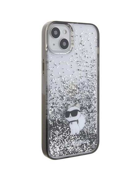 Karl Lagerfeld Liquid Glitter Choupette dėklas iPhone 15 Plus - skaidrus Karl Lagerfeld Liquid Glitter Choupette dėklas iPhone 15 Plus - skaidrus