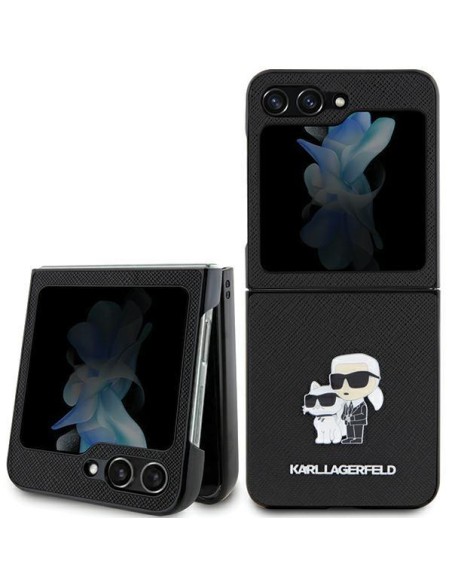 Karl Lagerfeld Saffiano Karl&Choupette Pin dėklas, skirtas Samsung Galaxy Z Flip 5 - juodas Karl Lagerfeld Saffiano Karl&Choupette Pin dėklas, skirtas Samsung Galaxy Z Flip 5 - juodas