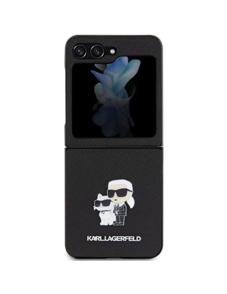 Karl Lagerfeld Saffiano Karl&Choupette Pin dėklas, skirtas Samsung Galaxy Z Flip 5 - juodas Karl Lagerfeld Saffiano Karl&Choupette Pin dėklas, skirtas Samsung Galaxy Z Flip 5 - juodas
