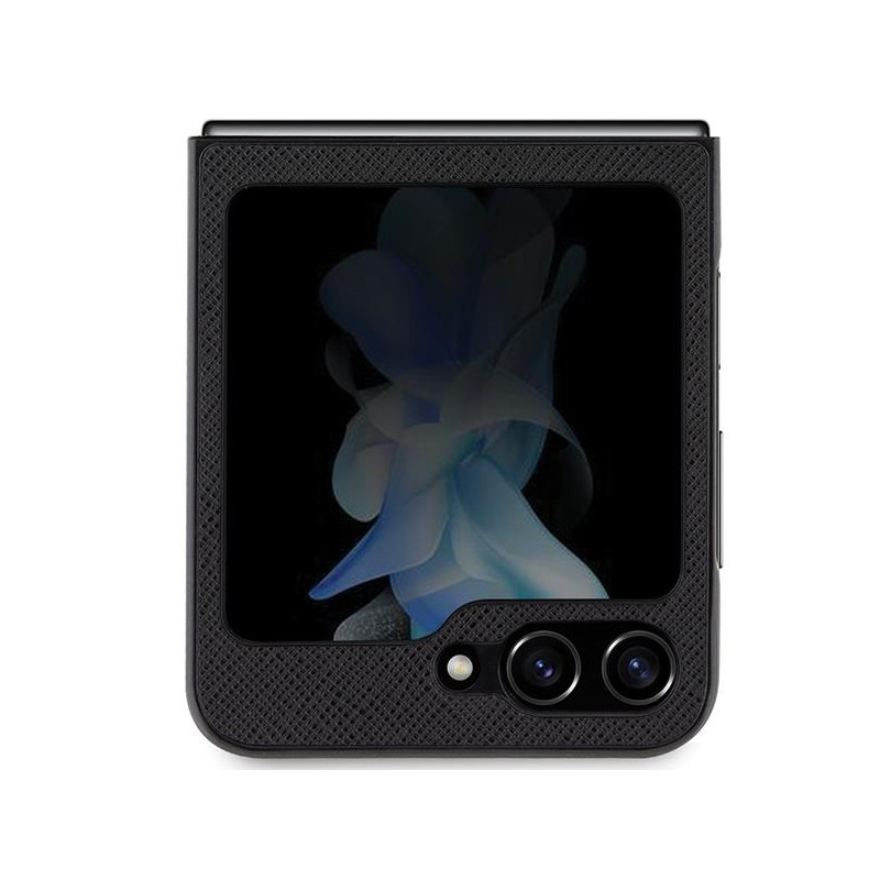 Karl Lagerfeld Saffiano Karl&Choupette Pin dėklas, skirtas Samsung Galaxy Z Flip 5 - juodas