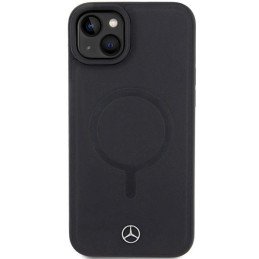 Mercedes Smooth Leather MagSafe dėklas iPhone 15 Plus - juodas