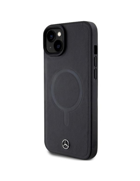 Mercedes Smooth Leather MagSafe dėklas iPhone 15 - juodas Mercedes Smooth Leather MagSafe dėklas iPhone 15 - juodas