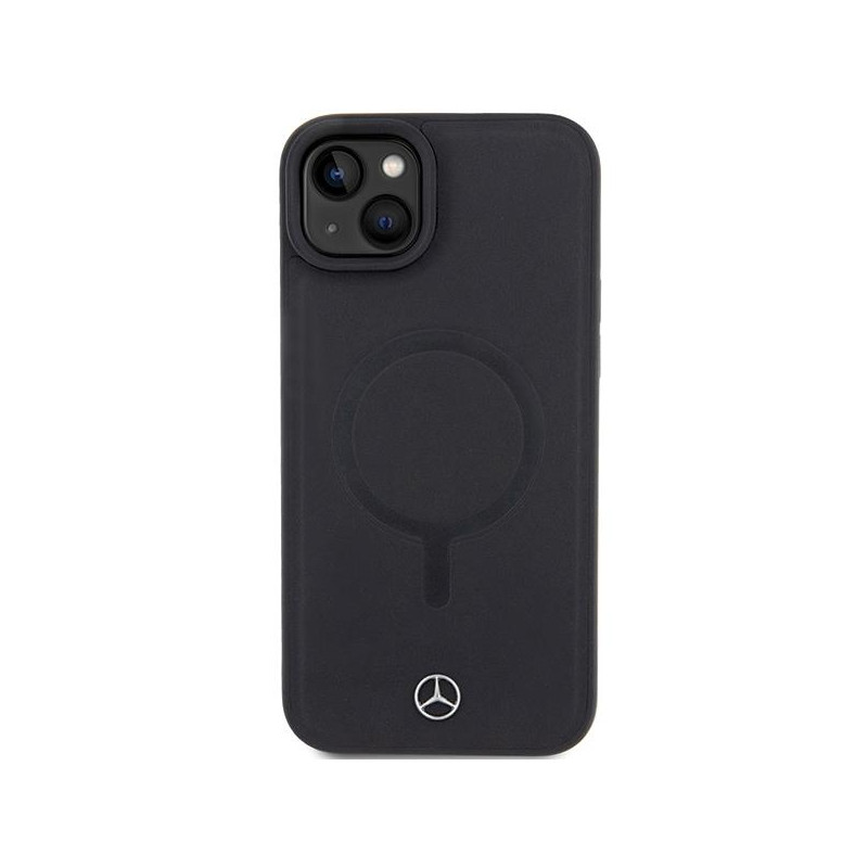 Mercedes Smooth Leather MagSafe dėklas iPhone 15 - juodas