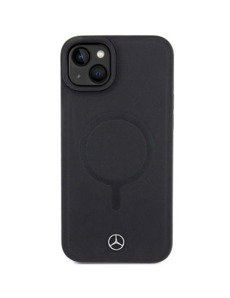 Mercedes Smooth Leather MagSafe dėklas iPhone 15 - juodas Mercedes Smooth Leather MagSafe dėklas iPhone 15 - juodas
