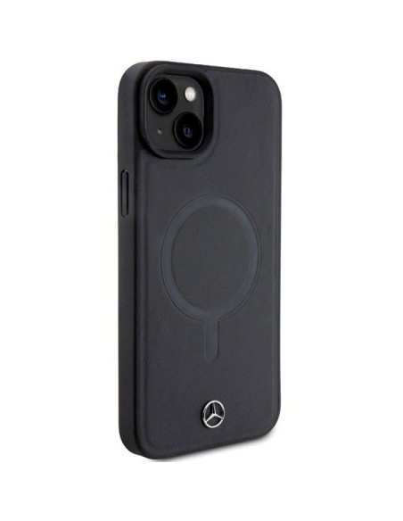 Mercedes Smooth Leather MagSafe dėklas iPhone 15 - juodas Mercedes Smooth Leather MagSafe dėklas iPhone 15 - juodas