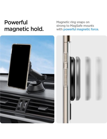 Spigen OneTap Ring Magnetinis dėklas su MagSafe - grafitas Spigen OneTap Ring Magnetinis dėklas su MagSafe - grafitas