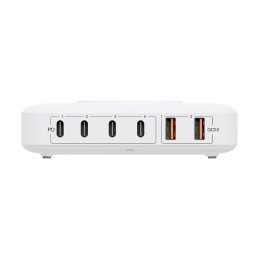 3mk Hyper Charger PowerMax 100W stalinis įkroviklis belaidis 4x USB-C 2x USB-A - balta