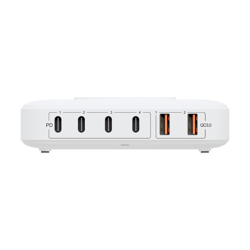 3mk Hyper Charger PowerMax 100W stalinis įkroviklis belaidis 4x USB-C 2x USB-A - balta