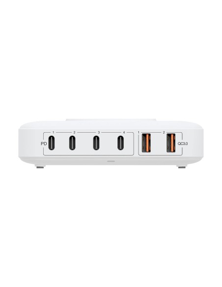 3mk Hyper Charger PowerMax 100W stalinis įkroviklis belaidis 4x USB-C 2x USB-A - balta 3mk Hyper Charger PowerMax 100W stalinis įkroviklis belaidis 4x USB-C 2x USB-A - balta