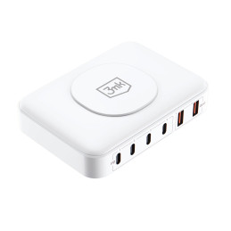 3mk Hyper Charger PowerMax 100W stalinis įkroviklis belaidis 4x USB-C 2x USB-A - balta
