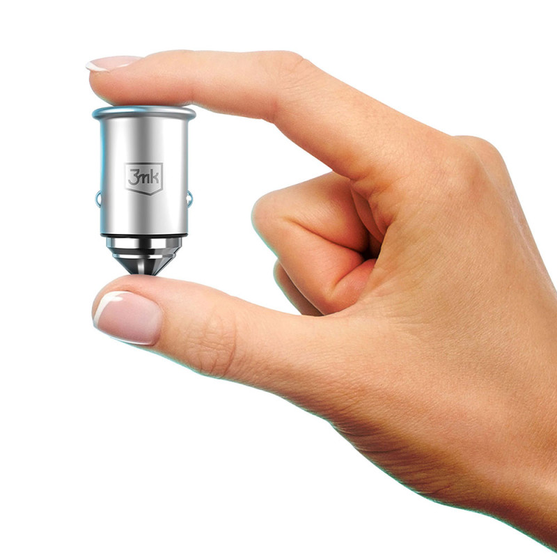 3mk Hyper Car Charger 45W USB-C USB-A automobilinis įkroviklis – sidabrinis