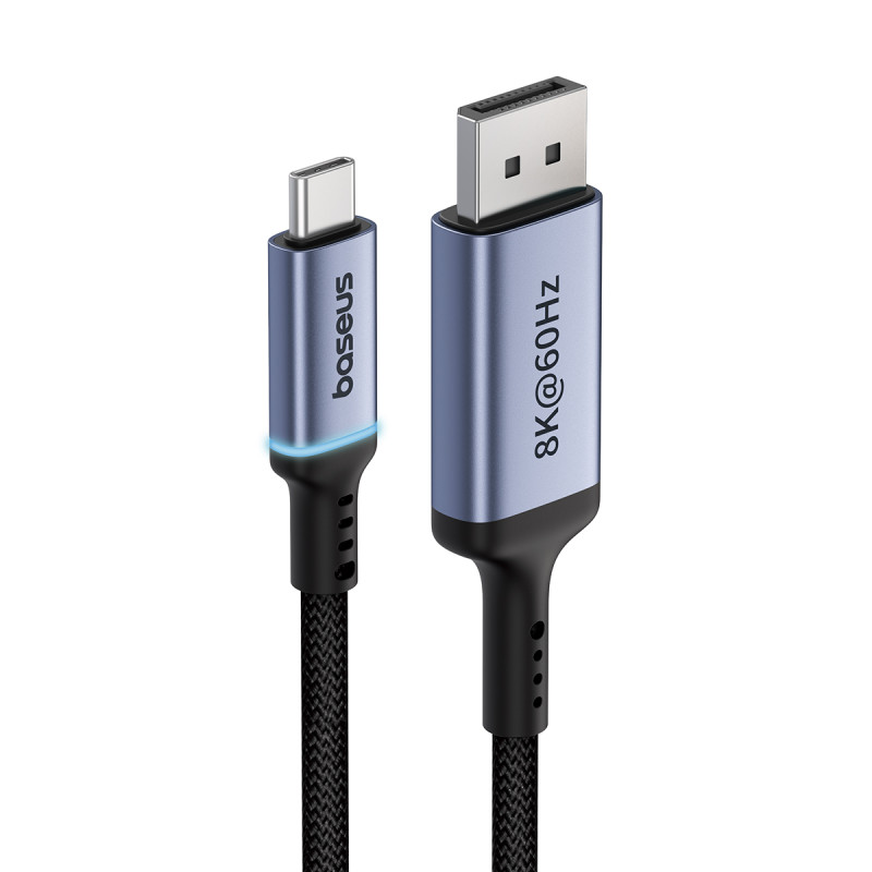 „Baseus“ didelės raiškos serijos USB-C prie „DisplayPort 1.4 8K 60Hz“ vienkryptis kabelis 2 m – juodas