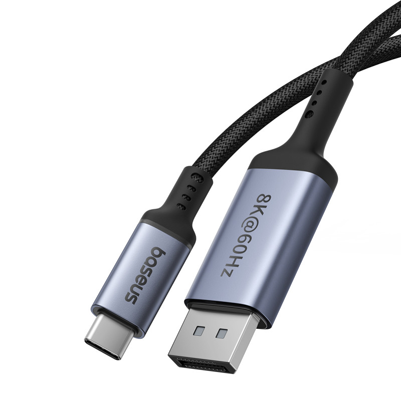 „Baseus“ didelės raiškos serijos USB-C prie „DisplayPort 1.4 8K 60Hz“ vienkryptis kabelis 2 m – juodas