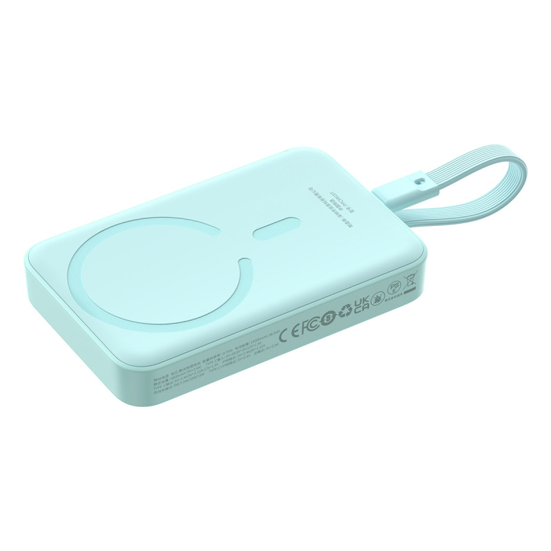 Baseus Magnetic Mini MagSafe 10000mAh 30W maitinimo blokas su įmontuotu USB-C laidu – mėlynas + Baseus Simple Series USB...