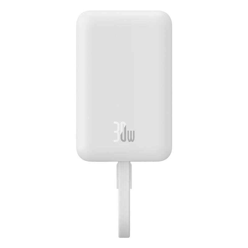 Baseus Magnetic Mini MagSafe 10000mAh 30W maitinimo blokas su įmontuotu USB-C laidu – baltas + Baseus Simple Series USB-...
