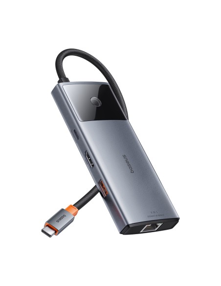 USB HUB 6in1 Baseus Metal Gleam Series II USB-A/ USB-C/ USB-C PD/ HDMI/ RJ45 – juodas USB HUB 6in1 Baseus Metal Gleam Series II USB-A/ USB-C/ USB-C PD/ HDMI/ RJ45 – juodas