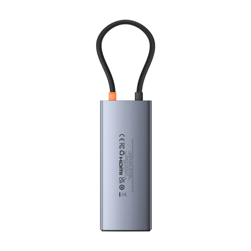 USB HUB 6in1 Baseus Metal Gleam Series II USB-A/ USB-C/ USB-C PD/ HDMI/ RJ45 – juodas