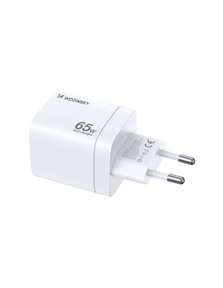 Wozinsky CGWCW 65W USB-A / 2 x USB-C GaN sieninis įkroviklis - baltas