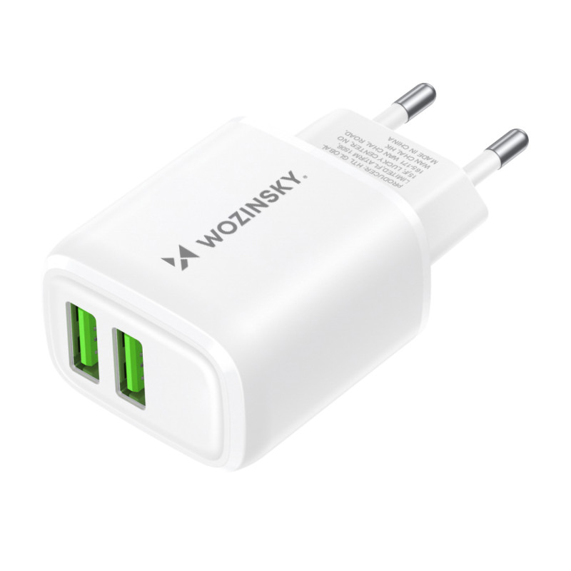 Wozinsky CUWCW 2.4A 2 x USB-A sieninis įkroviklis - baltas