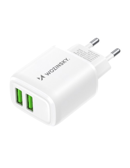 Wozinsky CUWCW 2.4A 2 x USB-A sieninis įkroviklis - baltas Wozinsky CUWCW 2.4A 2 x USB-A sieninis įkroviklis - baltas