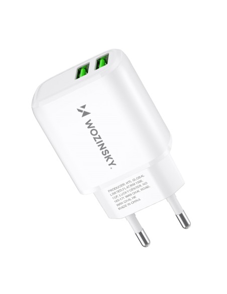 Wozinsky CUWCW 2.4A 2 x USB-A sieninis įkroviklis - baltas Wozinsky CUWCW 2.4A 2 x USB-A sieninis įkroviklis - baltas