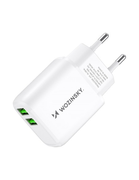 Wozinsky CUWCW 2.4A 2 x USB-A sieninis įkroviklis - baltas Wozinsky CUWCW 2.4A 2 x USB-A sieninis įkroviklis - baltas