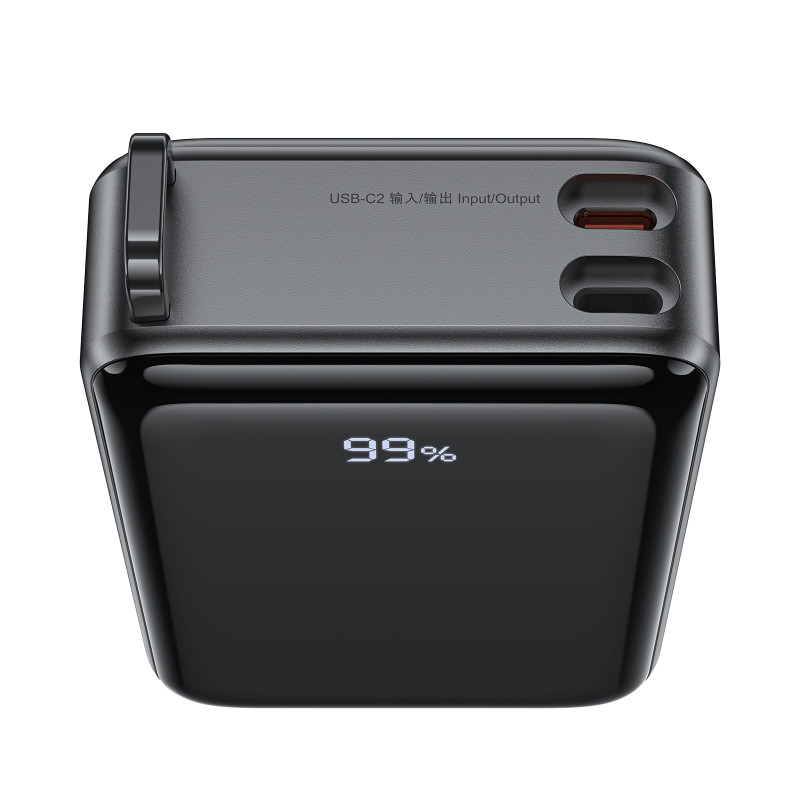 Acefast M4 PD 67W 20000mAh Powerbank su įmontuotu laidu - juodas