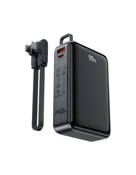 Acefast M4 PD 67W 20000mAh Powerbank su įmontuotu laidu - juodas Acefast M4 PD 67W 20000mAh Powerbank su įmontuotu laidu - juodas