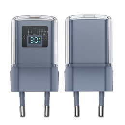 Acefast A53 PD 30W GaN USB-C įkroviklis su ekranu - pilkas